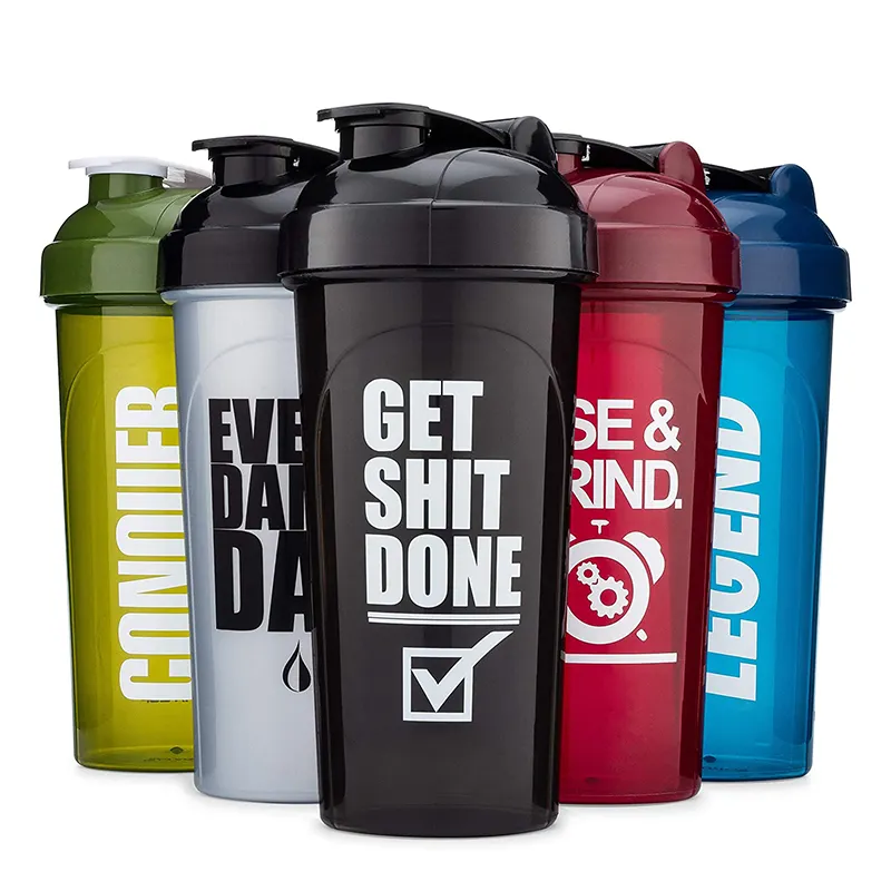 Bouteille d'eau en plastique sans BPA, Logo personnalisé, 400ml, 600ml, pour l'entraînement physique, la Gym, les milk-Shakes, mélange de protéines, avec boule de mélange