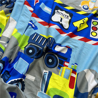 Tissu polyester imprimé à motifs de voitures de dessins animés pour la literie et les draps pour enfants
