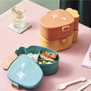 Ensemble <span class=keywords><strong>de</strong></span> contenants alimentaires portables mignons pour le déjeuner Boîte <span class=keywords><strong>de</strong></span> conservation en libre-service avec compartiment chauffant pour micro-ondes pour un usage quotidien - Product Image 3