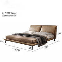 Italienische moderne Luxus-Schlafzimmer möbel aus Holz Bequemes Doppelbett aus weichem Leder