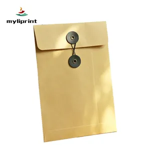 מ "ל מפואר לוגו מותאם אישית למחזר A5 כפתור מחרוזת דואר תיק נייר קראפט מעטפות נייר