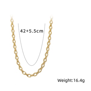 Collar <span class=keywords><strong>de</strong></span> mujer <span class=keywords><strong>de</strong></span> <span class=keywords><strong>cadena</strong></span> <span class=keywords><strong>de</strong></span> clavícula chapada <span class=keywords><strong>en</strong></span> <span class=keywords><strong>oro</strong></span> <span class=keywords><strong>de</strong></span> 18 quilates <span class=keywords><strong>de</strong></span> <span class=keywords><strong>acero</strong></span> inoxidable redondo grueso - Product Image 6