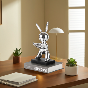 Offre Spéciale gros créatif bureau maison hall décoration argent <span class=keywords><strong>lapin</strong></span> Sculptures avec Base résine décor à la maison - Product Image 3