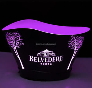 Cubo de hielo recargable de plástico de 12L PP que brilla intensamente con LED personalizado recargable para uso en discoteca de fiesta - Product Image 1