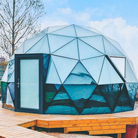 Dôme géodésique de luxe moderne personnalisé avec lucarne en verre, salle de bain intégrée, quatre saisons, écologique, étanche, insonorisé, pour le glamping