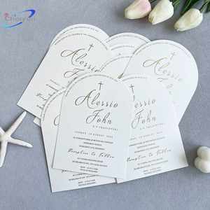 Carte d'invitation de mariage de luxe en carton 3x3 avec enveloppe, impression typographique - Product Image 3