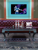 Ensemble de mobilier de table pour boîte de nuit KTV de luxe, banquette Chesterfield bordeaux capitonnée à boutons profonds, sièges VIP avec canapé
