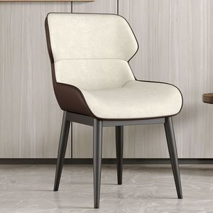 <span class=keywords><strong>Chaise</strong></span> de salle à manger moderne en cuir <span class=keywords><strong>microfibre</strong></span> <span class=keywords><strong>beige</strong></span> de luxe léger avec structure en métal noir et éponge 45D pour la maison et les restaurants - Product Image 6