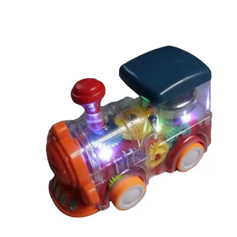 Großhandel Trägheit ausrüstung Musik Beleuchtung elektrische transparente Bus Spielzeug zug Batterie Kleinkind Spielzeug Züge