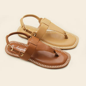 Sandalias femeninas para exteriores superventas personalizadas último verano suela blanda y hebilla cordones planos artesanales - Product Image 1