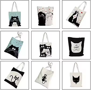 Sac fourre-tout en toile de coton naturel 10oz avec logo personnalisé, esthétique artistique, voyage, étude, travail, shopping, chats décadents, sacs de shopping DIY - Product Image 6