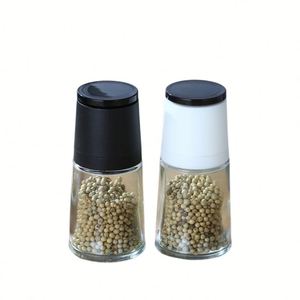 Juego de Molinillos de Sal y Pimienta de Acero Inoxidable de 200 ml con Tapa y Ajuste de Grosor, Frasco de Vidrio para Especias, Molinillo Manual de Pimienta Negra - Product Image 4