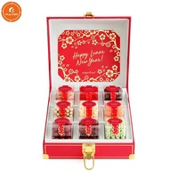 Boîte en cuir PU personnalisée, 9 boîtes acryliques, cadeau, emballage de bonbons, pour fête de mariage, pièces