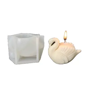 3D nueva novedad cisne blanco vela de silicona molde de jabón para hacer DIY jabón casero vela de aromaterapia