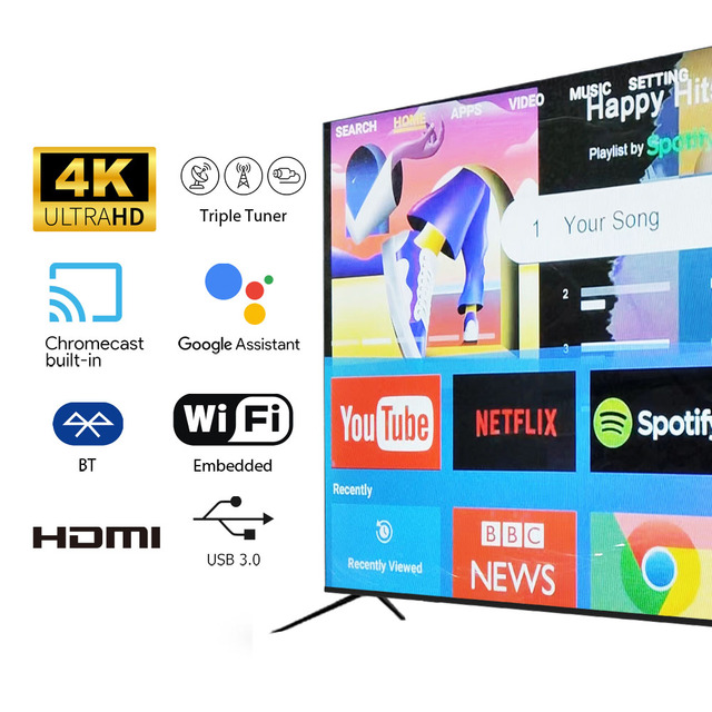 Luxury Super Frameless 50 Inch Full Screen Display 4K Tv 65 75 85 55 Inch Smart Tv Television Android Televisores Inteligentes