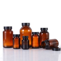 Bouteille en verre de capsule de supplément de pilule givrée ambre de la bouche 100CC avec le chapeau en plastique 100ml bouteilles vides pour l'usage de produit de santé