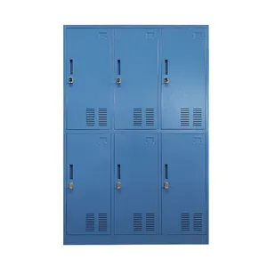 Casillero de metal de estadio de almacenamiento de 6 puertas de acero de color personalizado casillero de acero para gimnasio