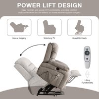 VANBOW Fauteuil inclinable de massage chauffant pour personnes courtes en tissu de bois avec poche latérale en cuir Canapé-lit extensible Chaise élévatrice pour la maison