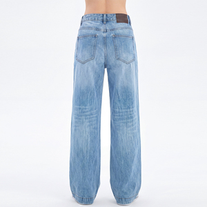 Jeans de Pierna Ancha de Cintura Alta en Azul Claro para Mujer Talla Grande, <span class=keywords><strong>Pantalones</strong></span> Vaqueros Holgados Estilo Vintage, <span class=keywords><strong>Pantalones</strong></span> Casuales de Mezclilla para Uso Diario - Product Image 2