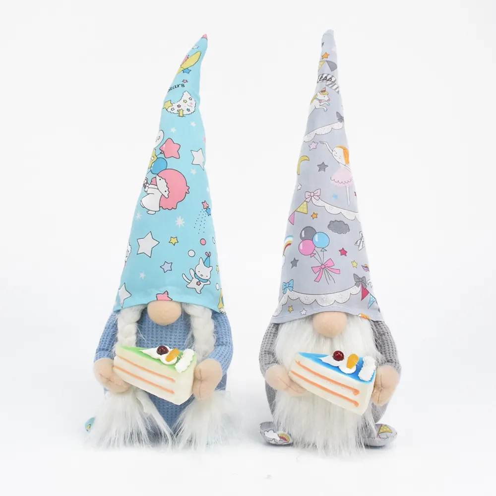 Attiigny Neuheit Geburtstag Überraschung Geschenke Gnome halten ein Stück Kuchen Hochzeit Rückkehr Geschenke Kinder Geburtstags geschenke