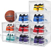 Organisateur Pliable de Chaussures en Plastique, Rangement Clair Portable, Meuble à Chaussures Empilable, Boîte à Baskets avec Porte Magnétique