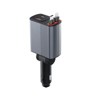 Chargeur de voiture HNT 78W à charge rapide, multi-ports, avec 2 câbles rétractables, compatible avec iPhone, ordinateur portable, vente en gros d'usine