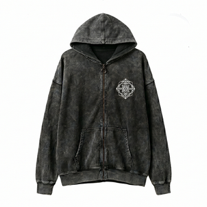 Custom 450gsm Heavyweight Cotton Hoodie Men's Streetwear Boxy Fit Vintage Tie Dye Wash Oversized Fleece Pullover Jumper - Product Image 3