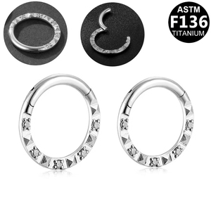 Vente en gros ASTM-F136 titane 16g 10mm anneau de nez Septum classique Style Punk Zircon enfants fiançailles Clickers pour les fêtes - Product Image 6