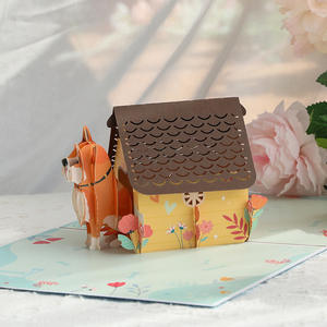 Thiết Kế Mới Giấy Người Yêu Vật Nuôi 3D Cửa sổ bật lên Con Chó Và Nhà Sinh Nhật Thiệp Chúc Mừng Trang Trí Với Lưu Ý Thẻ Và Phong bì - Product Image 3