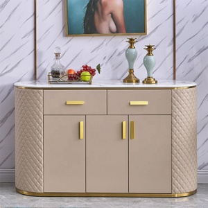 Madia Moderna di Lusso in Legno con Piano in Marmo, <span class=keywords><strong>Mobile</strong></span> Credenza Tavoli Consolle, Mobili per Sala da Pranzo con Set <span class=keywords><strong>Soggiorno</strong></span> in Pelle - Product Image 4