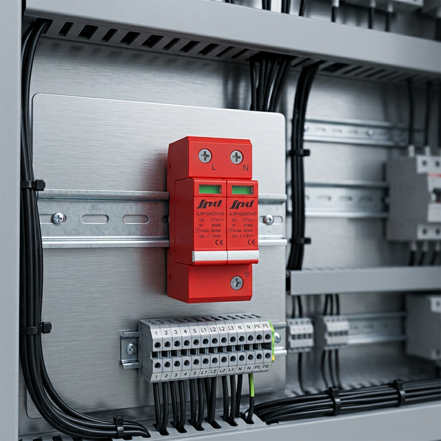JINLI 40kA 275V T2 Type 2 Poles Din Rail SPD Surge Protector Device with Auxiliary Contacct