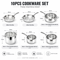 TIANXING Ensemble de casseroles en acier inoxydable multicouche 10 pièces pour la cuisine professionnelle, fournitures pour cuisines professionnelles, OEM ODM, acheteurs en gros