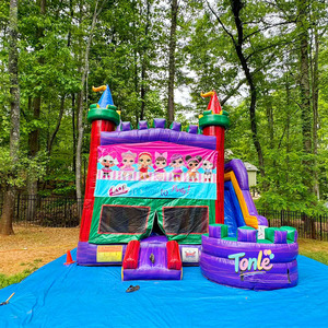 Bạt PVC tùy chỉnh thực hiện lâu đài bơm hơi trượt với quạt cầu vồng mô-đun hiện đại Logo tùy chỉnh Unisex - Product Image 6