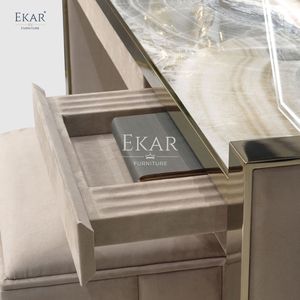 Ekar Furniture <strong>Victorian</strong> Marble <strong>Dressing</strong> <strong>Table</strong> with Standing Mirror Modern French Design for Bedroom Home or Hotel - Product Image 3