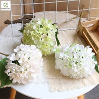 Fleurs artificielles en soie de haute qualité en gros, tige unique, hydrangea blanc pour mariage, décoration de fête à domicile