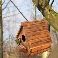 Nichoir moderne en pin pour oiseaux, à suspendre en extérieur, pour familles d'oiseaux (moussardes, pinsons, cardinaux), toutes saisons, jardin