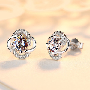 Boucles d'oreilles clous de luxe <span class=keywords><strong>Sunice</strong></span> en argent sterling 999 pour femme, serties de diamants, style japonais et coréen, polyvalentes pour la décoration des oreilles - Product Image 3