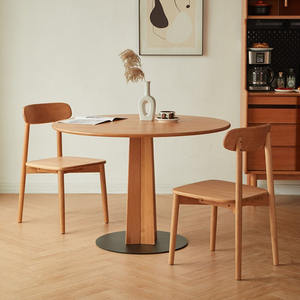 Table à manger du milieu du siècle Table de cuisine vintage <span class=keywords><strong>en</strong></span> bois massif avec pied rustique et café - Product Image 6