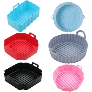 Factory Reusable Circle Air Fryer Silicone Pan Frying Pan Liners 6.3/7.5/8/8.5 Inches Silicone Air Fryer Pot Tray Pan Basket