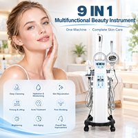 Appareil facial galvanique multifonctionnel haute fréquence 9 en 1, machine à vapeur faciale au sel professionnelle, équipement de salon de beauté