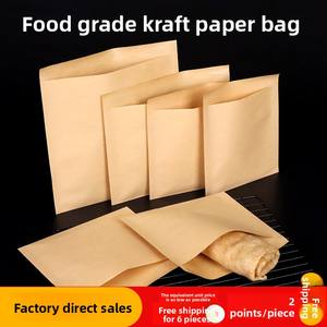 Papier d'emballage marron vierge <span class=keywords><strong>sac</strong></span> d'emballage alimentaire crêpe viande Sandwich gâteau à la main Barbecue Snack <span class=keywords><strong>sac</strong></span> d'emballage en papier résistant à l'huile - Product Image 2