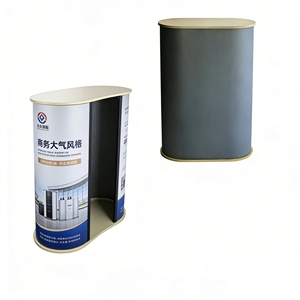 Support d'affichage ovale droit de 90 cm de hauteur pour une communication de marque à hauteur de vue lors des salons très fréquentés - Product Image 1