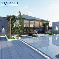 Véranda en verre quatre saisons avec système de porte coulissante en verre pour jardin extérieur, patio, espace de vie et de divertissement