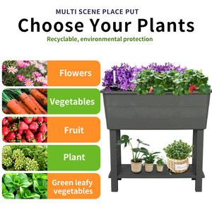 Boîte de jardinière en plastique pour lit de jardin surélevé extérieur à <span class=keywords><strong>arrosage</strong></span> automatique avec étagère de rangement pour jardin cour herbe légume <span class=keywords><strong>fleur</strong></span> - Product Image 5