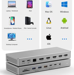 Hub USB-C vers 2 ports DP, <span class=keywords><strong>adaptateur</strong></span> multiport 16-en-1, station d'accueil triple moniteur 4K, hub pour ordinateur portable en alliage d'aluminium - Product Image 3