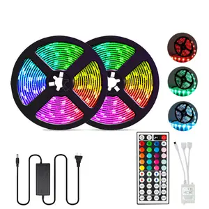 リモートコントローラーIP65防水LEDストリップ5050 RGB 30leds/m 10mLEDストリップ (電源アダプター付き)