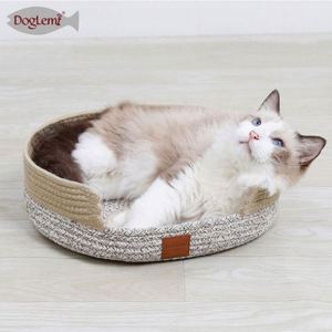 Doglemi Round Pet Mat Natural Green Textile Washable Modern Dog <b>Bed</b> All Seasons - Product Image 4