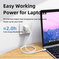 Chargeur pour ordinateur portable Remax RC-191 Pd 65W, câble de charge rapide USB Type C vers Type C