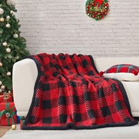 Plaid d'hiver ultra doux réversible double face en sherpa, motif pied-de-poule, épais, chaud, moelleux et duveteux, 100% polyester