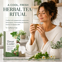 Mélange de tisanes rafraîchissantes aux extraits de plantes : Menthe poivrée, Menthe verte, Citronnelle, Camomille, Eucalyptus, Réglisse